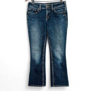 Silver Jeans Women Size 29 Blue Suki Capri Flare Mid Rise Faded Cotton Denim